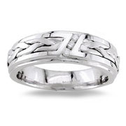 Diamond Wedding Band 14K White Gold 0.09 TCW