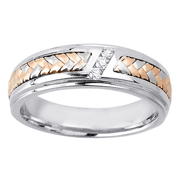 Handbraided 14K Tri Color Diamond Channel Set Wedding Band