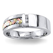 Diamond Wedding Band 14K Tri Color 0.09 TCW