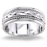 Hand Braided 7.00 mm White Gold Woven Wedding Band