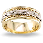 Hand Braided 7.00 mm 14K Two Tone Woven  Wedding Band