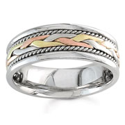 Hand Braided 7.00 mm Tri Color Woven Wedding Band