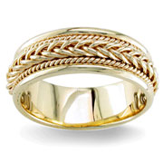 Hand Braided 7.00 mm 14K Yellow Gold Woven Wedding Band
