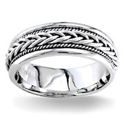 Hand Braided 7.00 mm 14K White Gold Woven Wedding Band