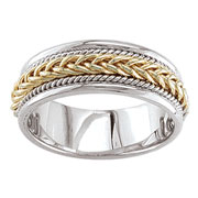 Hand Braided 7.00 mm 14K Two Tone Woven Wedding Band