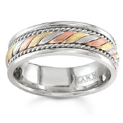 Hand Braided 7.00 mm 14K Tri Color Wedding Band
