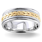 Hand Braided 8.00 mm 14K Two Tone Woven Wedding Band