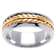 8mm Wheat Braid 14K Two Tone Gold Wedding Band