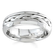 Hand Braided 7.00 mm 14K White Gold Woven Wedding Band