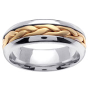 7mm Two Tone White and Yellow Gold 14K Wedding Band