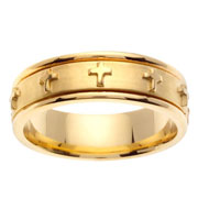 7mm 14K Yellow Gold Cross Wedding Band