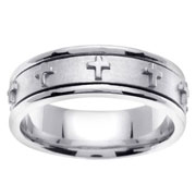 14K White Gold Christian Wedding Band