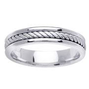 14K White Gold Rope Inlay Wedding Band