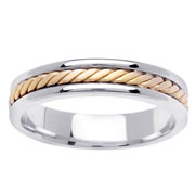 14K Two Tone Gold Rope Inlay Wedding Band