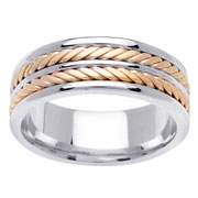 Double Rope Inlay 14K Two Tone Wedding Band