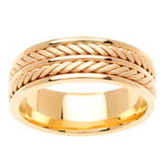 Double Rope Inlay 14K Yellow Gold Wedding Band