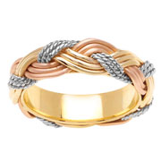 14K Tri Color Gold Weave Wedding Band