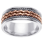 8mm 14K Two Tone Designer Inlay Wedding Ring