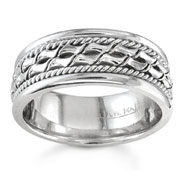 Hand Braided 8.00 mm 14K White Gold Woven Wedding Band