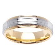 Step Edge 14K Two Tone Milgrain Wedding Ring