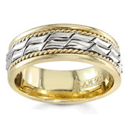 Hand Braided 8.00 mm 14K Two Tone Woven Wedding Band