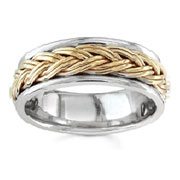 Hand Braided 10.00 mm 14K Two Tone Woven Wedding Band