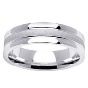 Satin and High Polish 14K White Gold Wedding Band