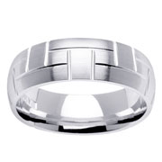 Geometric Shape 14K White Gold Wedding Band