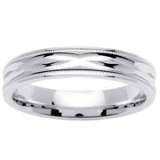 4.5mm Milgrain Edge 14K White Gold Wedding Band