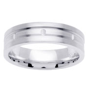 6mm Three Row Flat Design 14K Wedding Band
