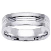 Square Edge Brush and Polish 14K White Gold Band