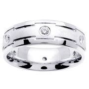 14K White Gold Carved Edge Diamond Eternity Band