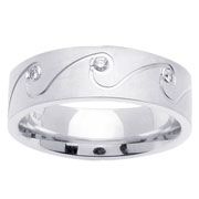 7mm Wave Pattern Diamond 14K Gold Band