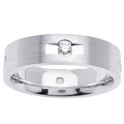 14K White Gold Half Bezel Diamond Eternity Wedding Band