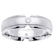 14K Gold Diamond Bezel Milgrain Wedding Band