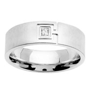Designer 14K White Gold Princess Diamond Wedding Band