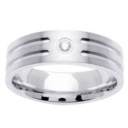 Diamond Solitaire 14K White Gold Cut-out Design Ring