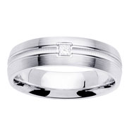 Princess Solitaire 14K White Gold Wedding Band