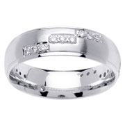 Stagger Setting Diamond 14K White Gold Band