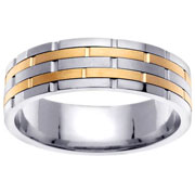 14K Two Tone Designer Pattern Wedding Band