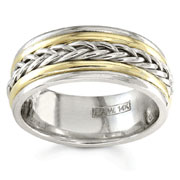 Hand Braided 8.00 mm 14K Two Tone Woven Wedding Band