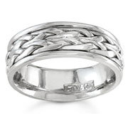 Hand Braided 8.00 mm 14K White Gold Woven Wedding Band