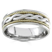 Hand Braided 7.00 mm 14K Two Tone Wedding Band