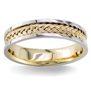Hand Braided 5.00 mm 14K Two Tone Woven Wedding Band