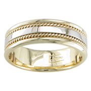 Hand Braided  7.00 mm 14K Two Tone Wedding Band