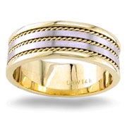 Hand Braided 7.00 mm 14K Two Tone Wedding Band