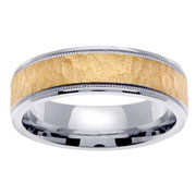 Designer Milgrain Satin 14K Two Tone Band