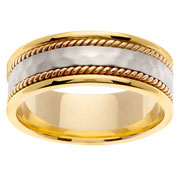 Hammer Finish 14K Two Tone Wedding Ring