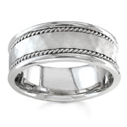 Hand Braided 7.50 mm 14K White Gold Wedding Band