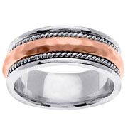 Hammer and Rope 14K Rose and White Gold Wedding Band